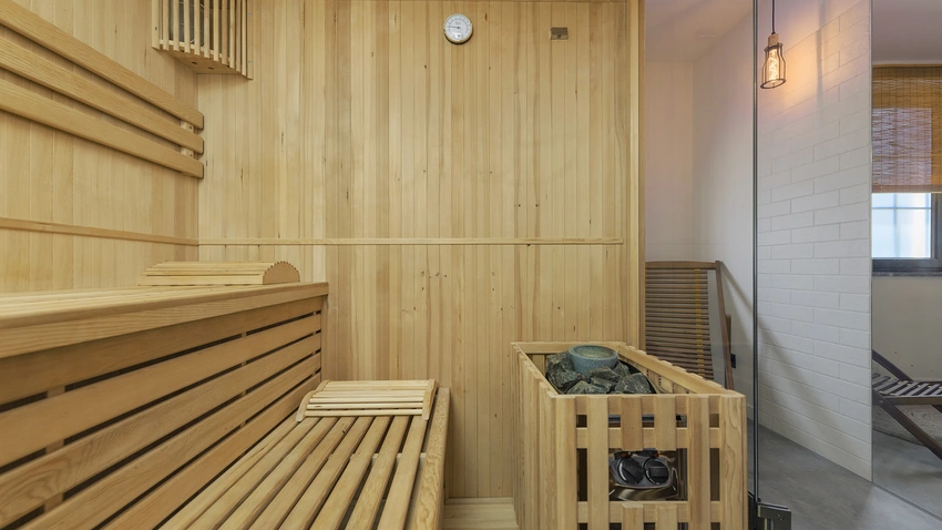 Sauna fińska wewnątrz — Salt&Wood Apartments